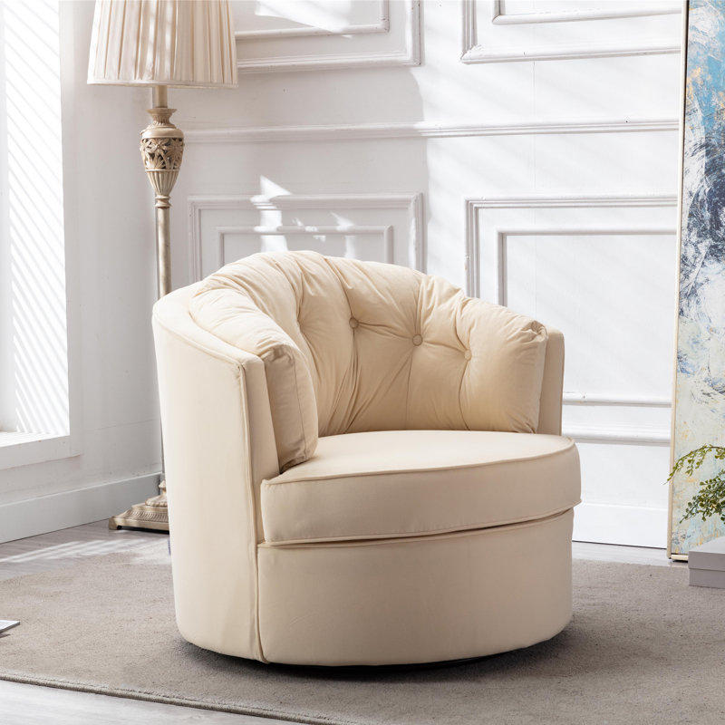 Everly Quinn Modred 33'' Wide Velvet Swivel Barrel Chair | Wayfair